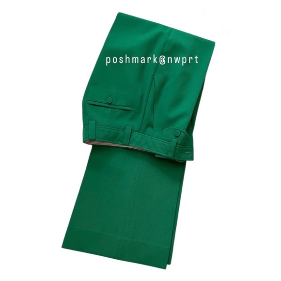 GUCCI 🍏 Green Trousers Pants High Waist Rise Cropped Kick Flare 36 0 XS - Picture 10 of 16